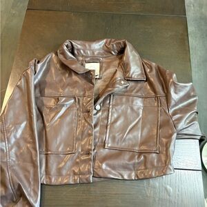 Brown Faux Leather Jacket